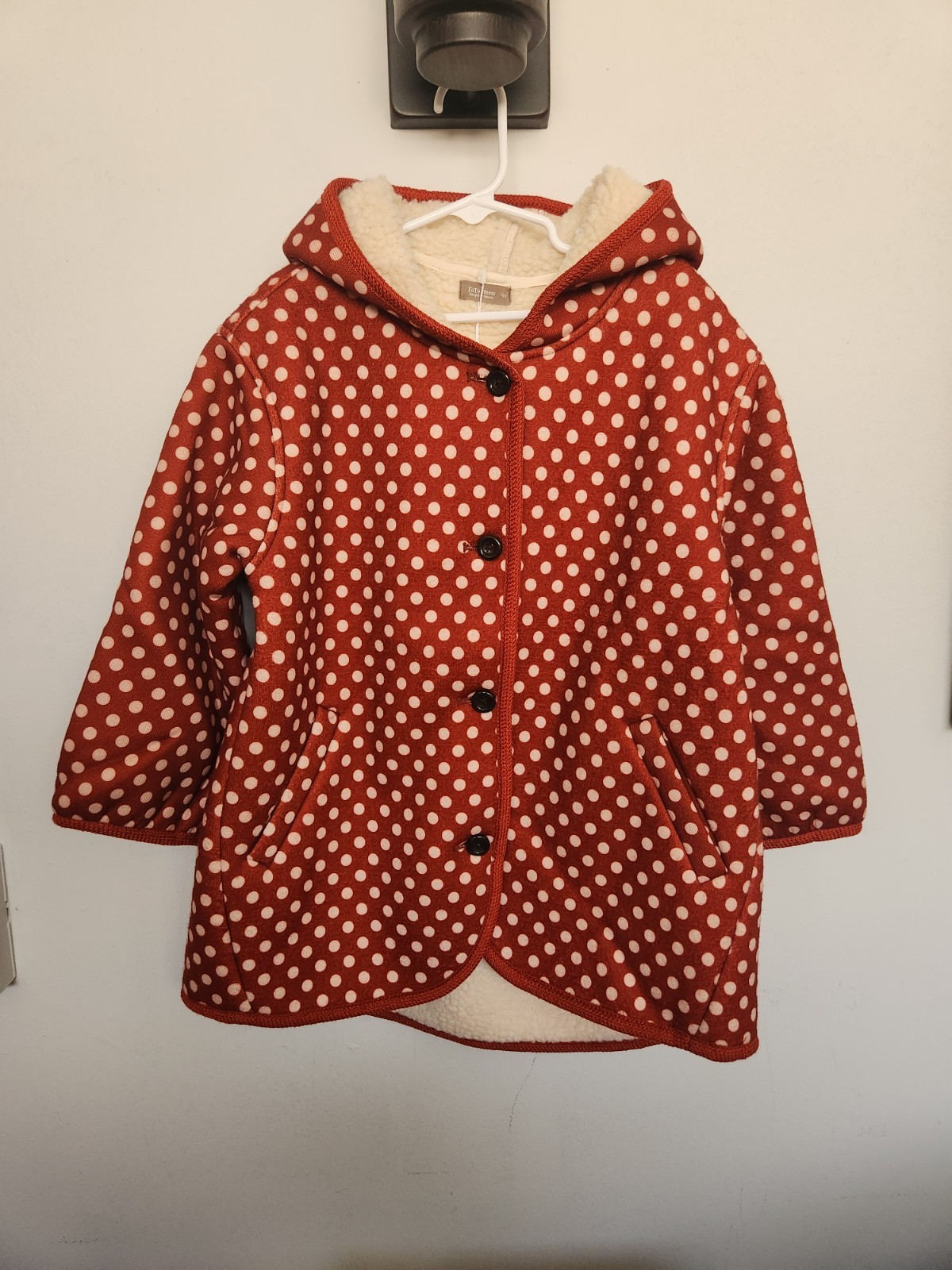 ToTo Heros NEW Kids Toddlers Girls Sherpa Polka Dot Cape Hooded Coat Jacket