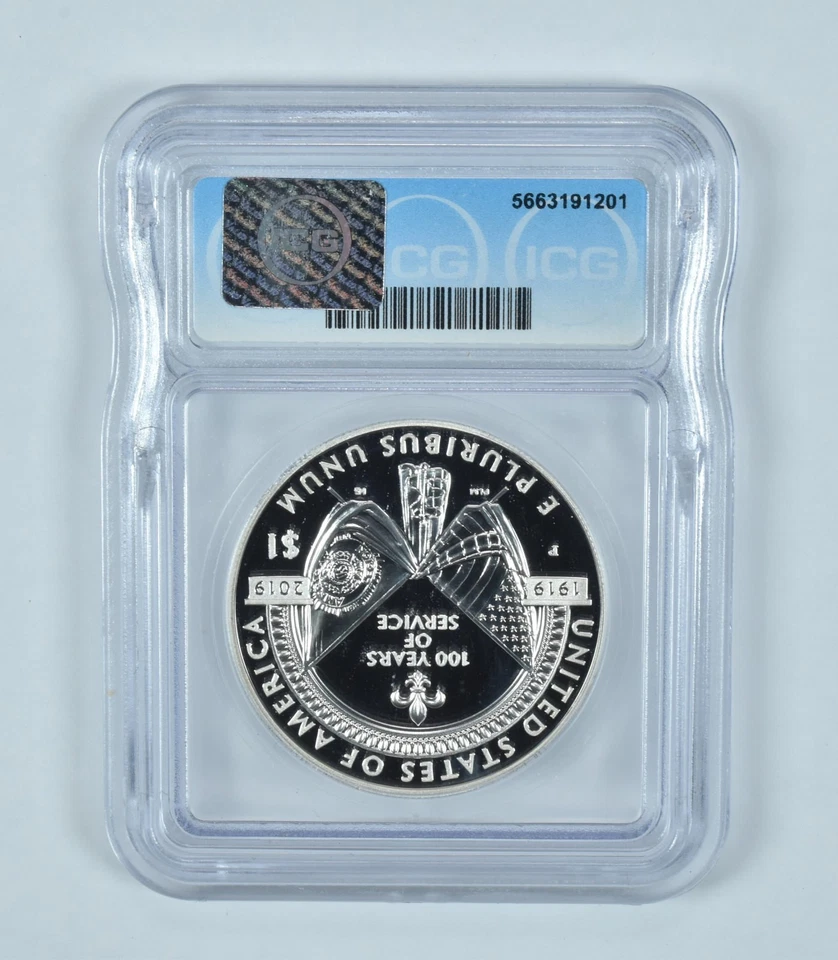 2019-P American Legion Commemorative Silver Dollar PR70 DCAM ICG - Image 2 of 4