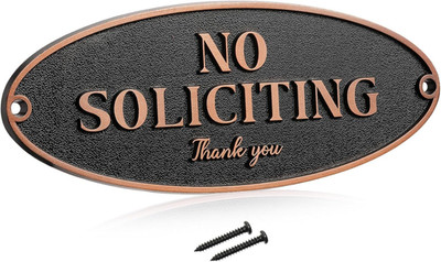 Brass No Soliciting Thank You Sign 2'' X 5'' Door Sign, No Soliciting Brass Plaque