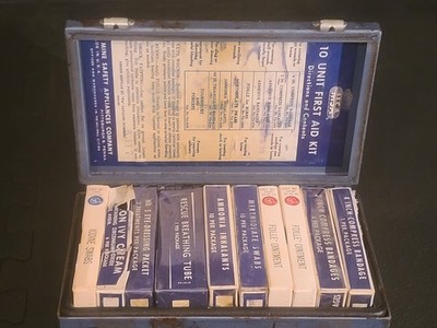 VTG Mine Safety Appliances MSA 10 Unit First Aid Kit ALMOST ALL NEW CONTENTS