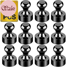 Metallic Magnets, Refrigerator Magnets, 20 Pack Black Magnetic Push Pins, Strong