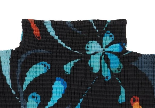 ISSEY MIYAKE FETE Flower Printed Pleats High-neck T-shirt Size 2(K-162569) - Image 4 of 4