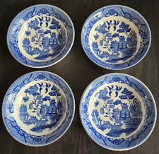 Vintage Blue Willow Bowls Set 4 Japan Dessert Berry Bowls Transferware READ