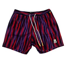 Psycho Bunny Swim Trunks Mens XS Striped Purple Red Black Lined 5" Inseam