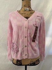 Hello Kitty by Sanrio Cardigan Sweater XL Pink V-Neck Button Embroidered Knit