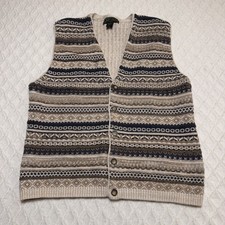 Croft And Barrow Tartan Plaid Knitted Cotton Sweater Vest Size L Vtg.