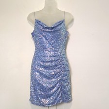 WINDSOR light blue sequin Dress fitted Sz 5/6 S Shiny Homecoming Short Dress