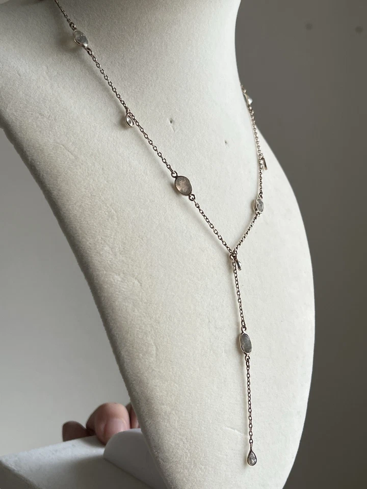 Y-Drop Faceted Labradorite & 1/20 14k gf Rose Gold Tone Necklace 20-24” Dainty - Image 2 of 4