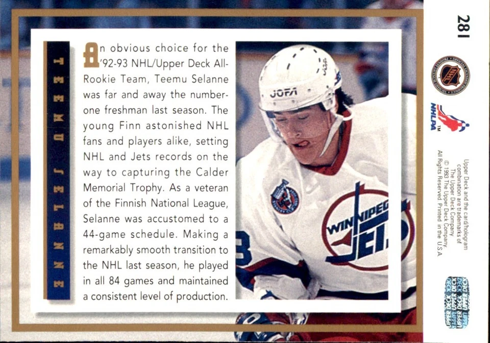 1993-94 UPPER DECK Base Stars RCs 🥅 YOU PICK FAVORITES 🥅NHL CARDS #191 - #330 - Image 2 of 4