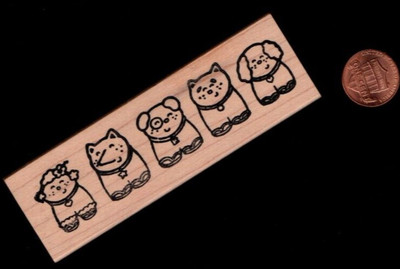HTF HONOLULU  Cat Kitten Rabbit Bunny Heart - Large - Unused - Rubber Stamp