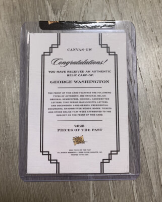 2023 Pieces Of The Past A Lincoln/ G Washington Dual Relic Handwritten RARE