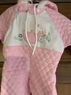 1970’s Vtg Infant Pink Quilted One Piece Snowsuit With Duck Embroidered On Front — photo 1
