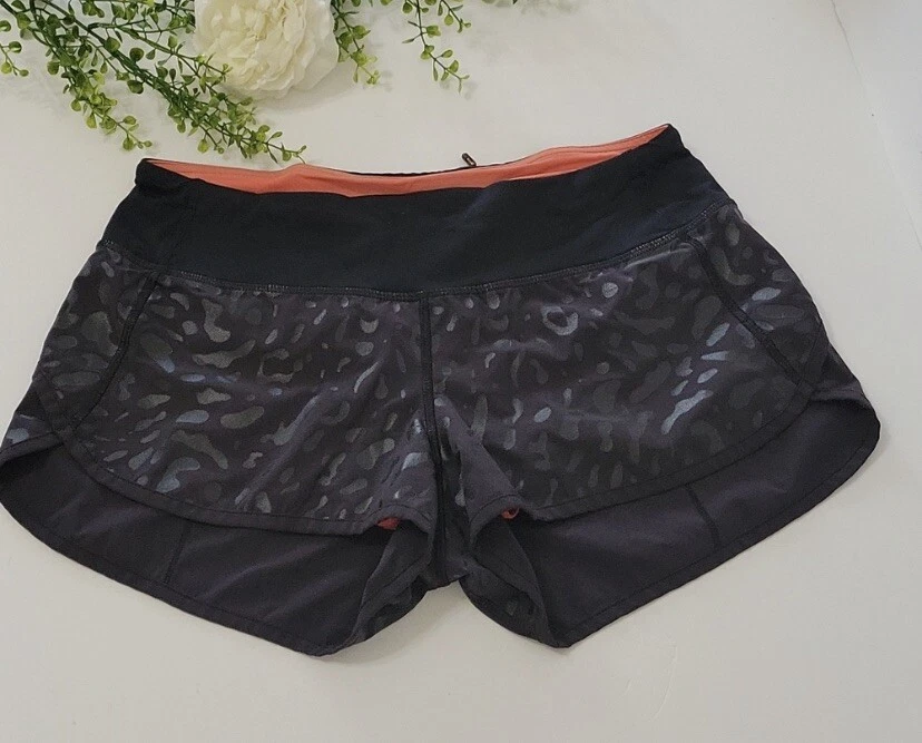 Lululemon Athletica Rare speed black leopard print shorts women's size 4