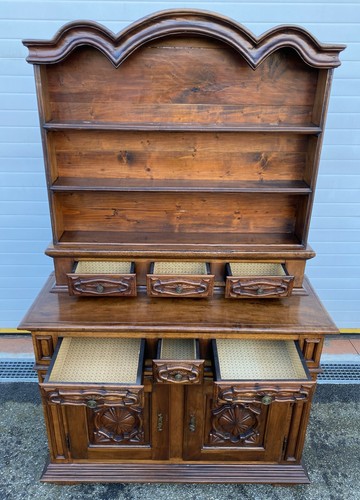 ANTICA PIATTAIA CREDENZA NOVECENTO PIEMONTESE PRIMI 1900 LEGNO BAROCCO DISPENSA - Foto 7 di 12