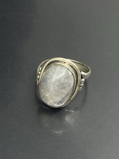 Vintage Rainbow Moonstone Oval Gemstone 925 Sterling Silver 6 Ring