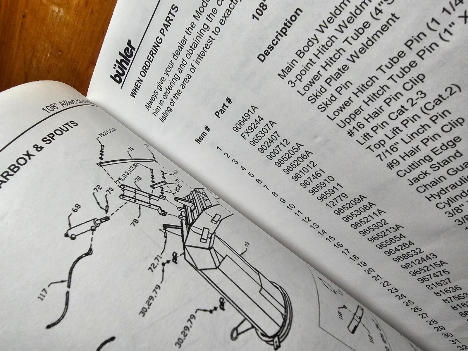 Buhler Allied 1080 108" Snowblower Snow Blower Owner Operator Parts