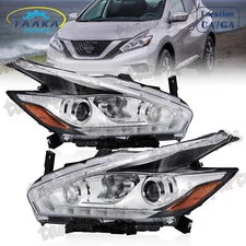 Headlights Pair For 2015-2018 Nissan Murano Halogen LED DRL Projector Headlamps