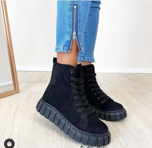 Scarpe Donna Stivaletti Donna con Suola A Carrarmato Anfibi Donna Modello  Biker | eBay