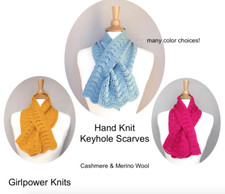 Hand Knit Keyhole Scarf Cashmere Merino Blend Pull Through Neck Warmer Women