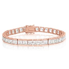 Cubic Zirconia Tennis Bracelet Rose Gold Plated 5x5mm Square White CZ