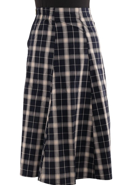 Woolrich A-Linie Rock Patterned Skirt Xs Blau Beige Kariert Midi Baumwolle Neu-image