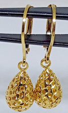 14kt Yellow Gold Openwork Teardrop Snap Back Earrings 1.6 grams
