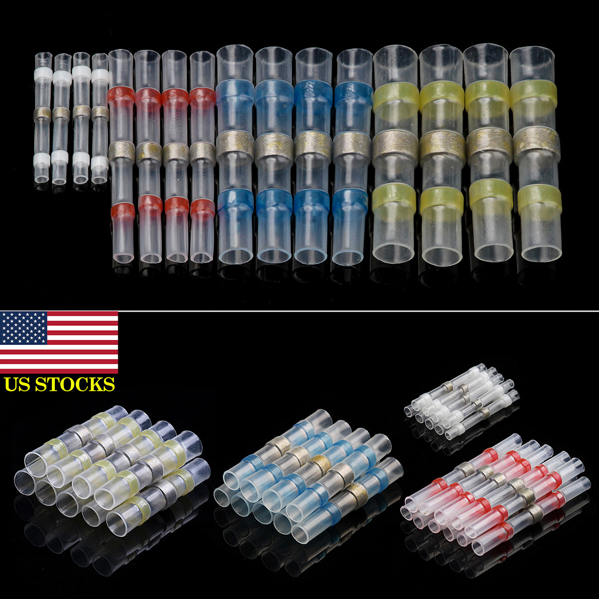 100Pcs Waterproof Solder Seal Sleeve Wire Connectors Car Marine Crimp