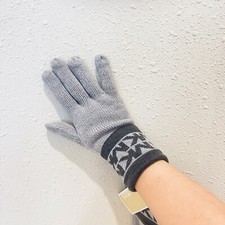 Michael Kors Monogram Logo Knit Women's Grey Winter Gloves One Size NWT