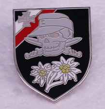WW2 World War 2 German Skull Cross Edelweiss 1.25  Enamel Pin Badge --