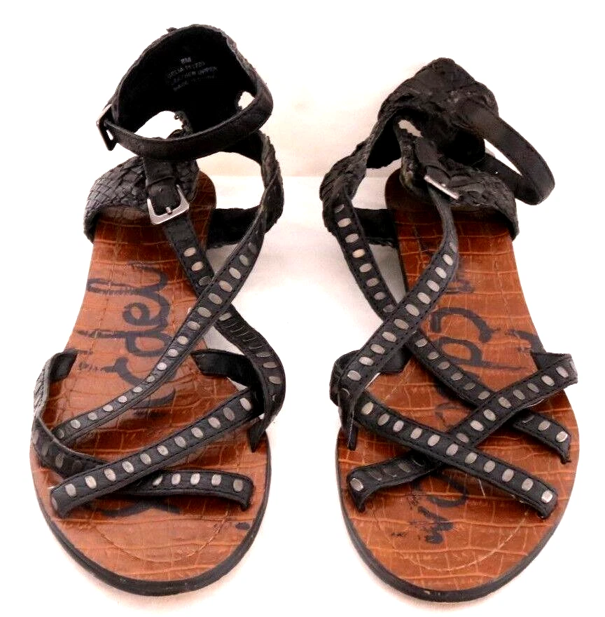 Sam Edelman 111709 Delia 角斗士编织镶嵌楔形凉鞋女式 8M — 第 2/4 张图片