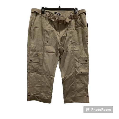 Apt. 9 Khaki Belted Capri Pants Zip/Button Pockets Women’s 16 NWT (MSRP $44)
