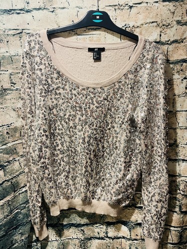 H&M Oversize Champagne Sequin Top, Size S , fit 12/14/16/18 42" chest - Picture 5 of 16