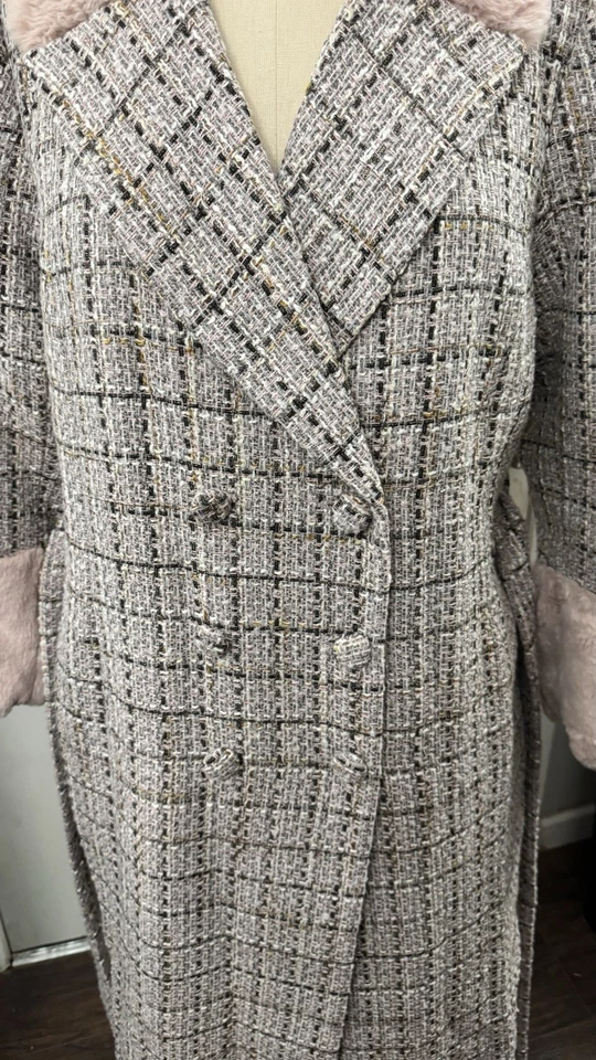 Chaquetón largo manga larga rosa boucle talla 14/16 Eloquii para mujer Foto 3 de 4