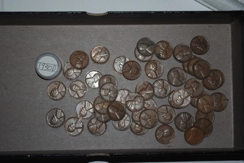 Mostly EF Lincoln Wheat Penny Cent 1930 D ROLL     RL08A