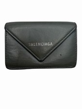 Balenciaga Women  s Small Envelope Trifold Wallet Grey Leather Italy Card Slots