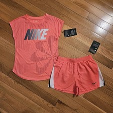 NEW Nike Little Girl Dri-fit Tee Short Set, Pink 6X