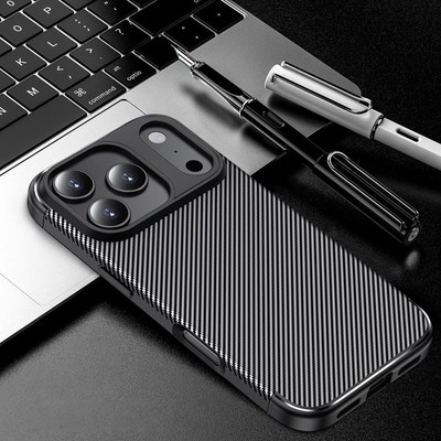 TPU Hülle für Apple iPhone 17 PRO Carbon Fiber Muster Shockproof Back Cover Case
