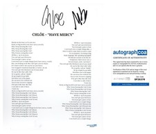 MURDA BEATZ SIGNED CHLOE HAVE MERCY LYRIC SHEET - ACOA COA