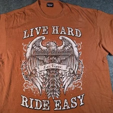 Harley Davidson Vtg Cafe Las Vegas T-Shirt Hard Ride Easy USA Big Eagle Size XL