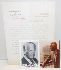 Douglas Fairbanks Jr Autographed Photos & Press Release for US Postage Stamp