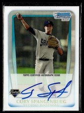 2011 BOWMAN CHROME REFRACTOR /500 AUTO CORY SPANGENBERG PADRES