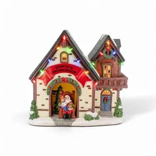 FG Square Santas Workshop Christmas Village w Colorful Lights Decoration MC3006