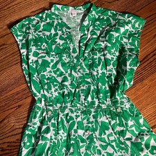 Free Assembly Belted Utility Dress Size M Green White Floral Print Midi
