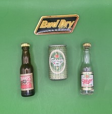 Lot of 4 Vintage Beer Magnets Miniatures - Bud Dry, Carlsberg, Miller, Sharps