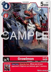 Growlmon ST7-05 Rare Red Digimon Card Game
