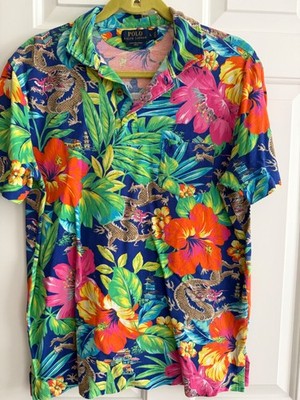 Polo Ralph Lauren Dragon Hibiscus Polo Shirt Large Featherweight