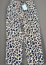 NEW Zara Leopard Animal Print Lounge Comfy Pants Elastic Drawstring Waist XS