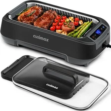 Smokeless Indoor Grill, CUSIMAX Electric Grill with Non-stick Removable Grill...