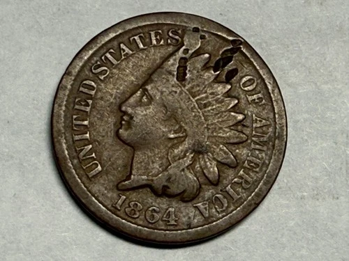 1864 bronze INDIAN HEAD U.S. Cent. Civil War era. Fine, some hits. #m31