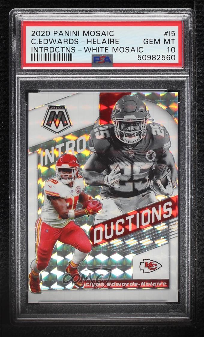 2020 Mosaic White Prizm 19/25 Clyde Edwards-Helaire PSA 10 GEM MT Rookie RC 5ov